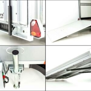Reboque Furgão Vezeko VK – 152 × 255 × 160 cm – 1,3 t – Rampa e Porta Lateral