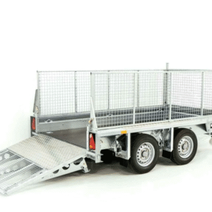 Reboque Porta-Máquinas Ifor Williams GX105 – 157 × 303 cm – 2,7 t – Rampa e Extensão em Rede