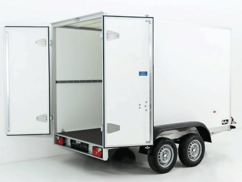 Reboque Furgão Unsinn ULK – 175 × 366 × 194 cm – 2,6 t – Portas Duplas
