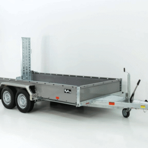 Reboque Porta-Máquinas Vezeko BA – 190 × 390 cm – 3,5 t – Rampas Giratórias – Cinzento