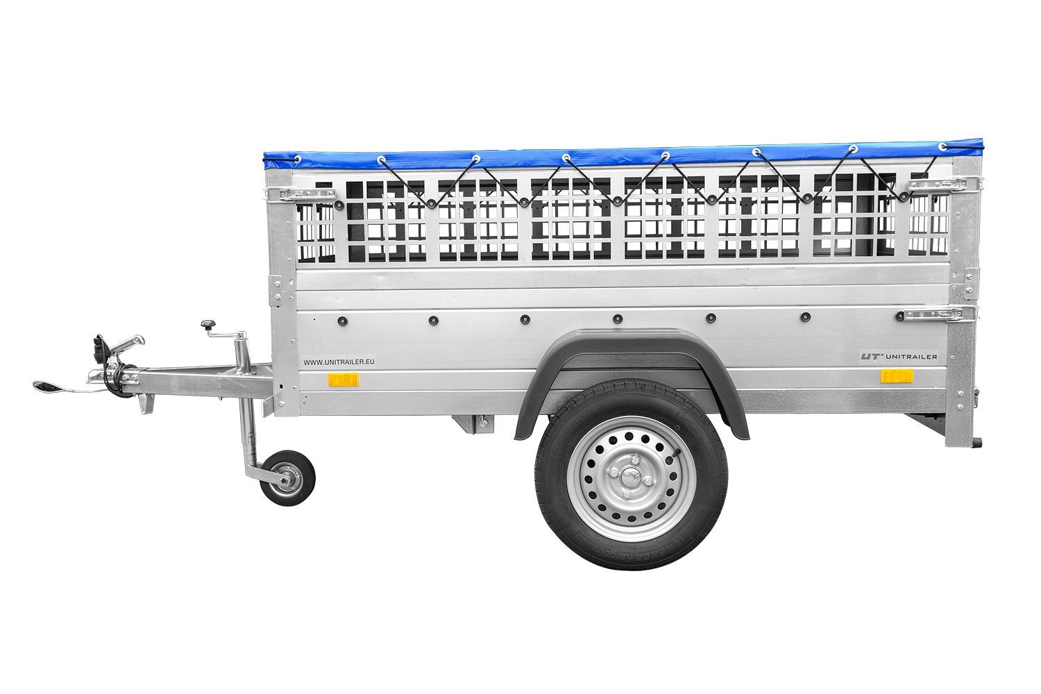Reboque Basculante Garden Trailer 200 KIPP – 200 × 106 cm – Lona Azul e Grelha