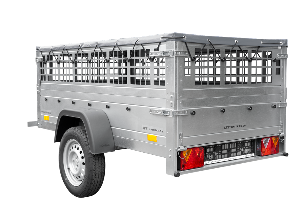 Reboque Basculante Garden Trailer 200 KIPP – 200 × 106 cm – Grelha e Lona Cinzenta