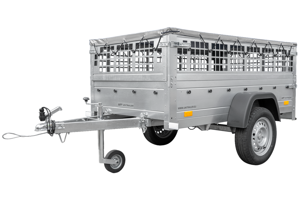 Reboque Basculante Garden Trailer 200 KIPP – 200 × 106 cm – Grelha e Lona Cinzenta
