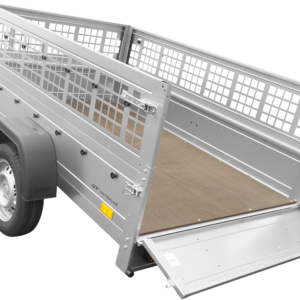 Reboque Basculante UNITRAILER 200 × 125 cm com Laterais de Rede e Roda Jockey