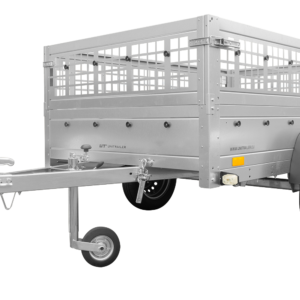 Reboque Basculante UNITRAILER 200 × 125 cm com Laterais de Rede e Roda Jockey