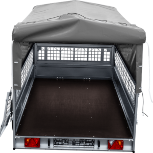 Reboque UNITRAILER Garden 265 KIPP – 264 × 150 cm – Grelha e Lona H-800