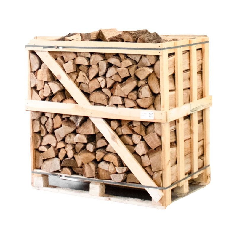 Halbe Palette kammergetrocknetes gespalten Eiche Brennholz 25cm
