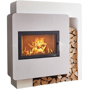 Haas+Sohn Komfort IV Kaminofen Wärmespeicherbeton Weiß 8 kW